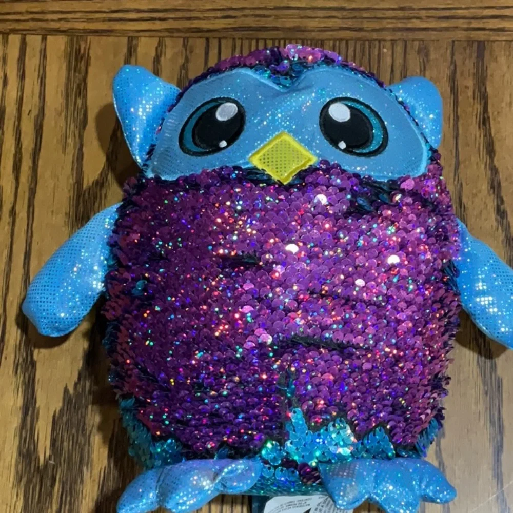 Adorable Plush Shimmeez OWL “OLIVIA”🦉 teal blue & purple reversible sequins